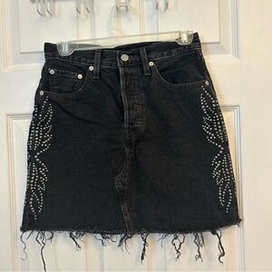Black Levi’s Studded Denim Mini Skirt